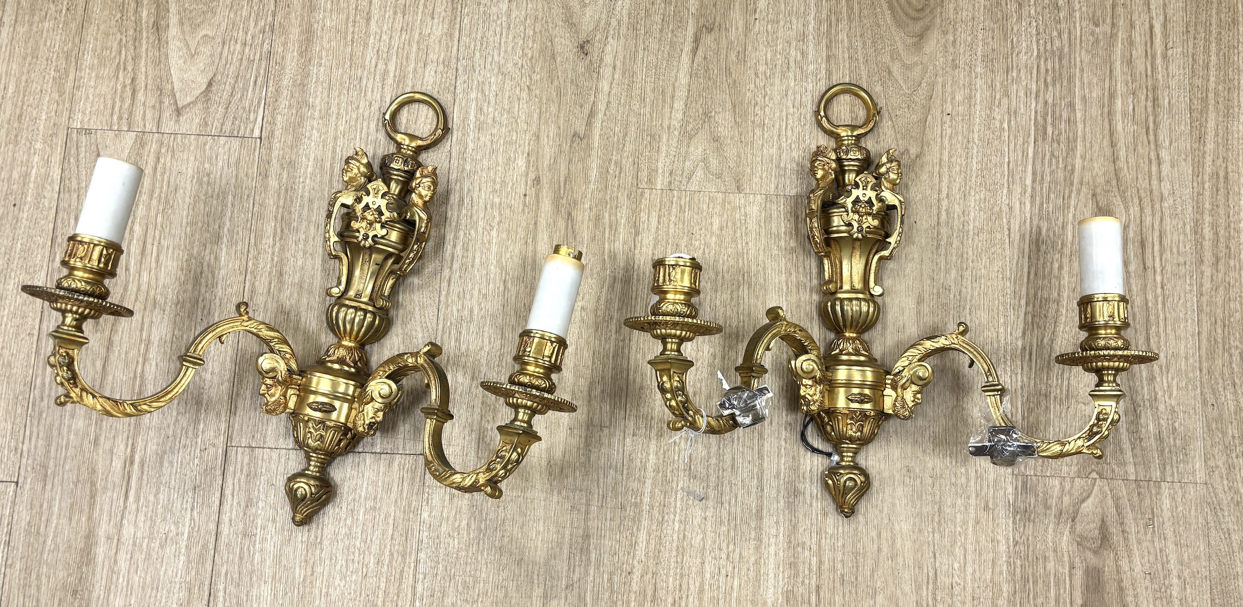 A pair of ormolu wall lights